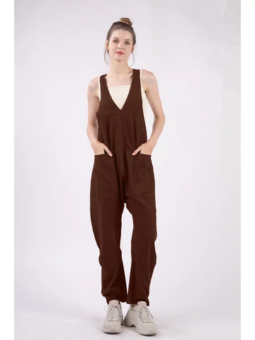Casual Baggy Jumpsuit/ CHOCOLATE