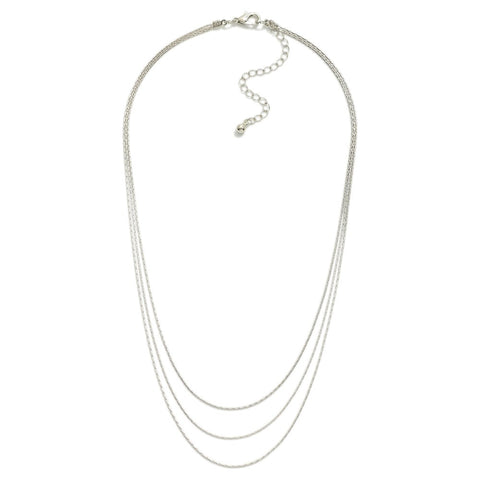 SIlver layered rectangular necklace