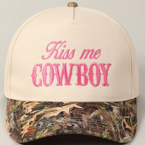 Kiss Me Cowboy Embroidery Realtree Two-Tone Cap