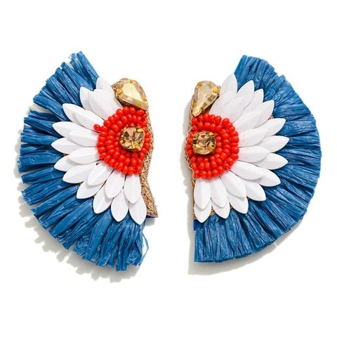 Raffia & seed bead winged earrings
