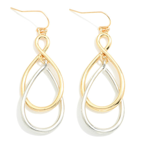 Linked Metal Loops Drop Earrings Gold w/ silver