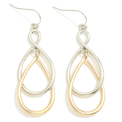 Linked Metal Loops Drop Earrings Silver w/ Gold