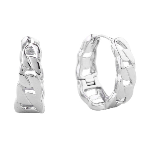 Silver Chain link hinge oval Huggies