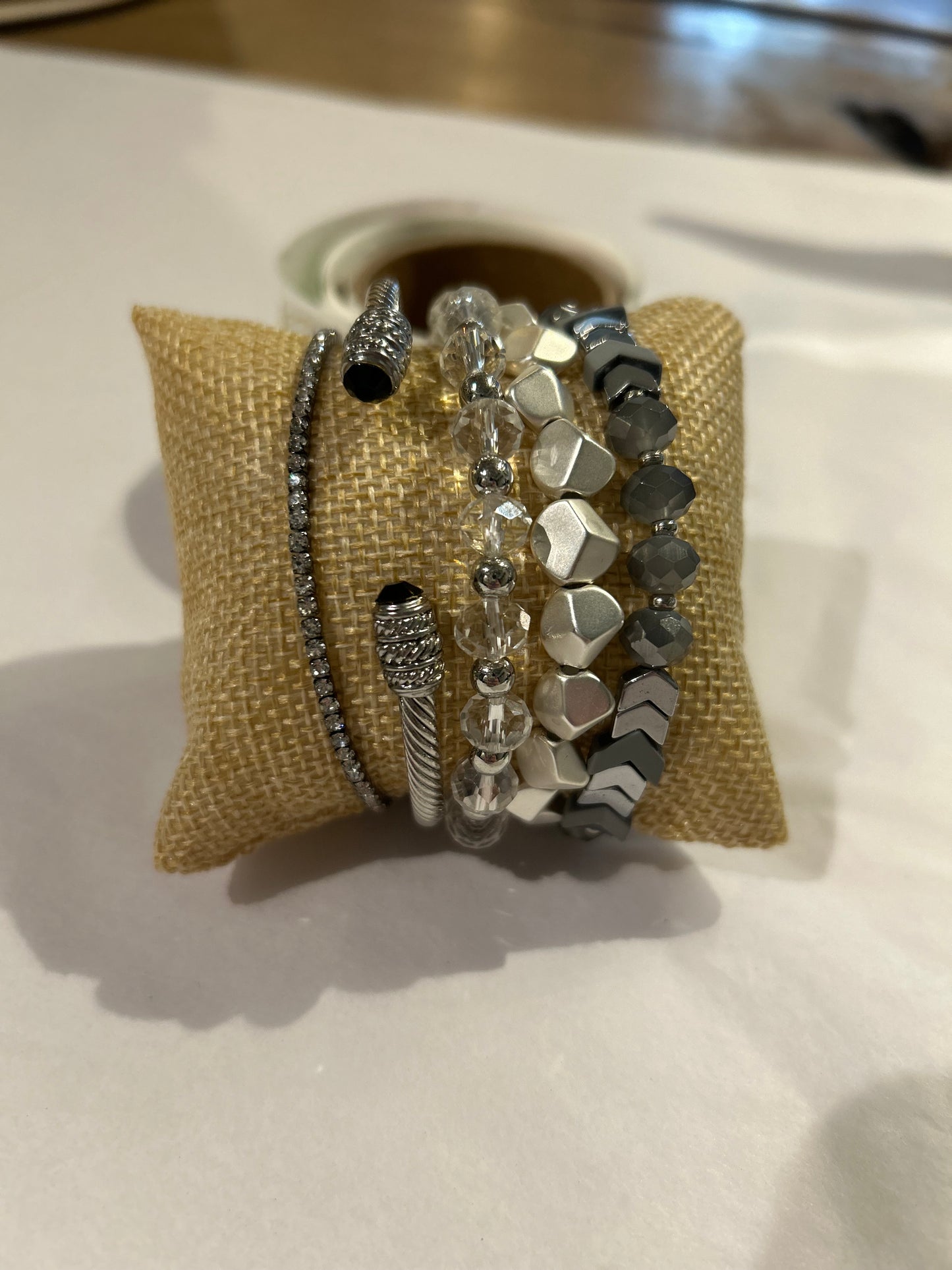 Silver spike cuff set