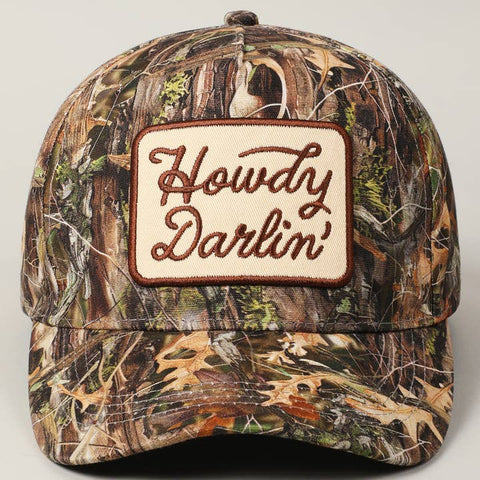 Howdy Darlin' Embroidery Patch Camo Trucker Hat