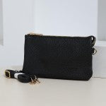 Crossbody Faux Leather Envelope Organizer Purse - Black