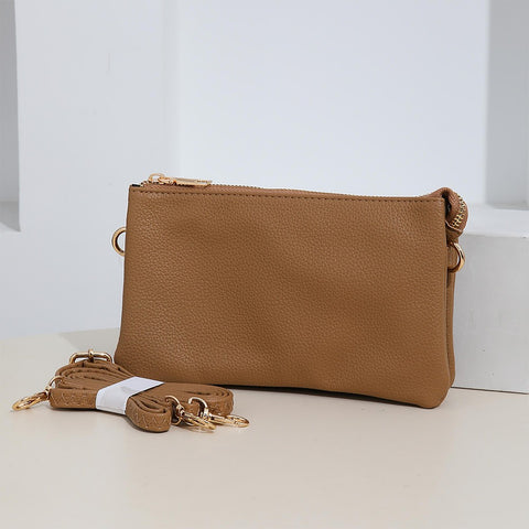 Crossbody Faux Leather Envelope Organizer Purse - Camel