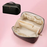 Woven Travel Makeup Bag Black