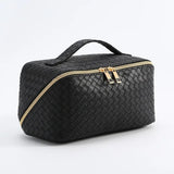 Woven Travel Makeup Bag Black