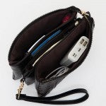 Woven Vegan Leather Crossbody Envelope Organizer Purse - Cumin