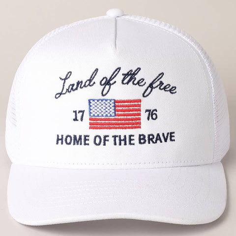 Land of the Free Embroidery Meshback Trucker Hat