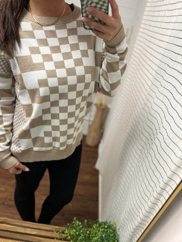 Checker Drop Shoulder Sweater