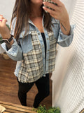 Denim Patchwork Plaid Jacket