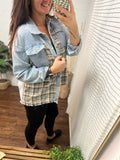 Denim Patchwork Plaid Jacket