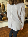 RIBBED BRUSHED SWEATER W/ POCKET - Heather grey