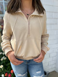 Fleece zip up sweatshirt/ Parchment