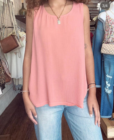 Lightweight linen tank , Pink