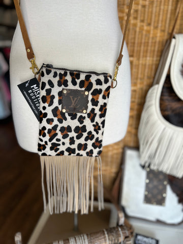 Leopard print fringe crossbody