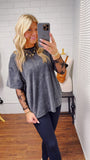 WASHED SHORT SLEEVE TOP - ASH BLACK