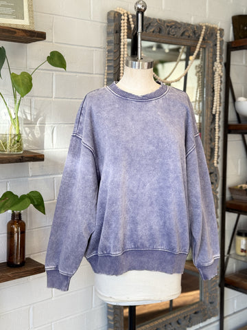 Acid Washed Oversized Pullover - Marlin