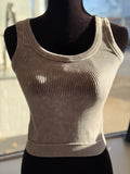 Stone Washed Ribbed Tank - Sleet