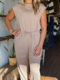 Cap Sleeve Open Back Drawstring Jogger Jumpsuit