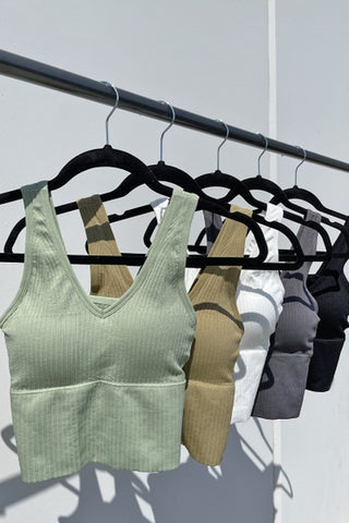 Khaki Support Cropped Tank