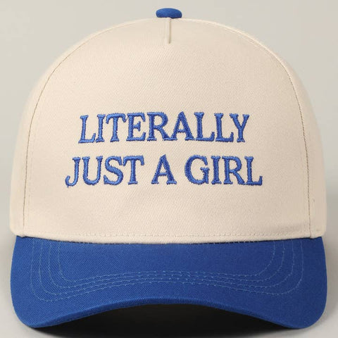 Literally Just A Girl Embroidery Two Tone Trucker Hat